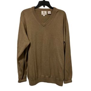Viyella Merino Wool Tan V-Neck Sweater